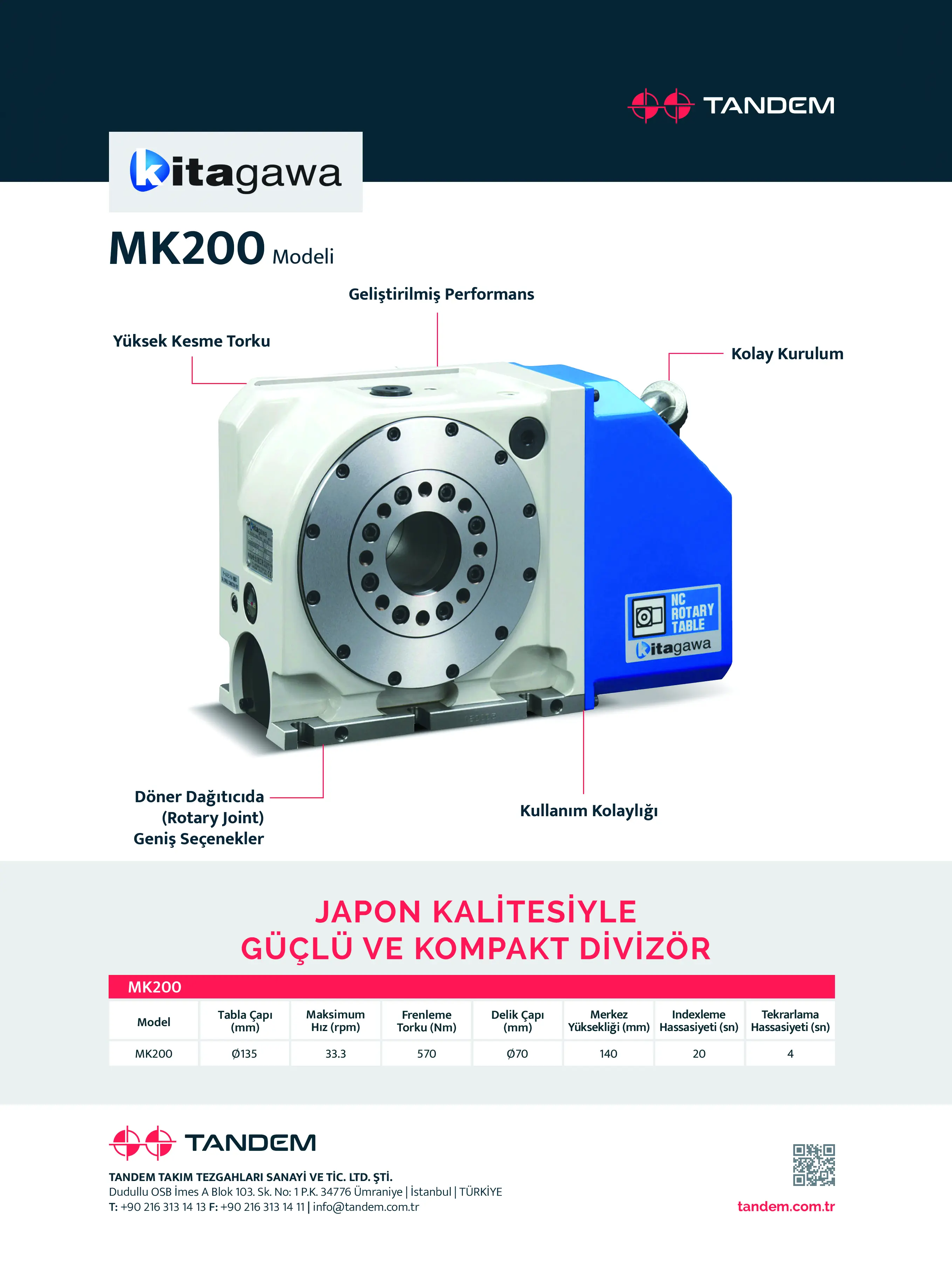 Kitagawa MK200 Döner Tabla Broşür